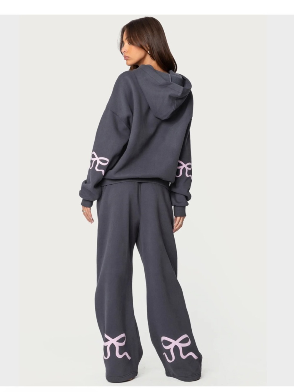 Edikted Black Puffer Set with Pink Bow Accents